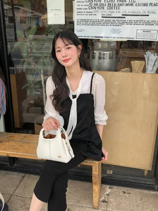 Polka dot tie blouse