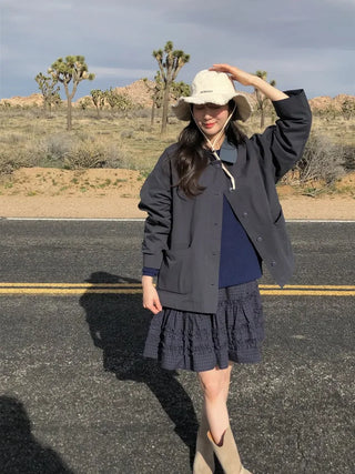 (2 colors) Tiered midi skirt