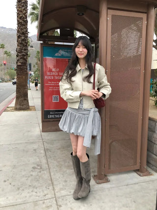 (2 colors) Cropped Leather Jacket