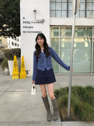 (3 colors) Perforated Cropped Cardigan