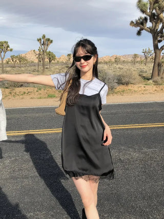 (2 colors) Silky Camisole Dress