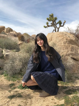 (2 colors) Tiered midi skirt