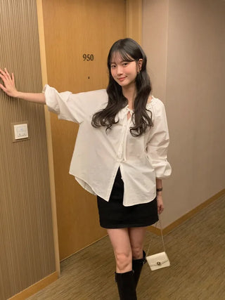 (2 colors) Frill Blouse