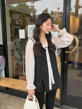Polka dot tie blouse