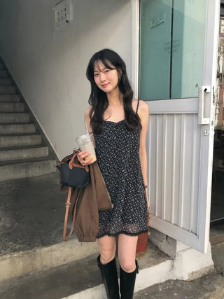(2 colors) Flower Camisole Dress