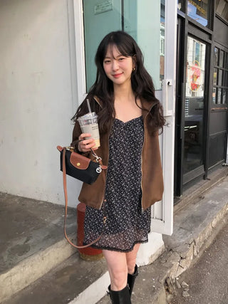 (2 colors) Flower Camisole Dress