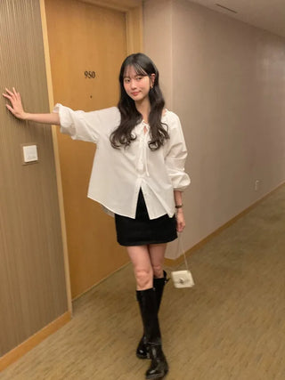 (2 colors) Frill Blouse