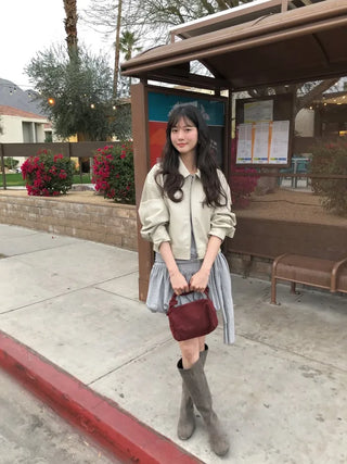 (2 colors) Cropped Leather Jacket