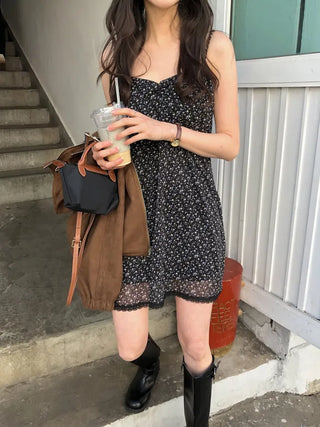 (2 colors) Flower Camisole Dress