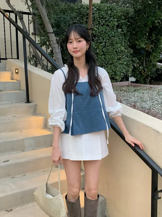 (3 colors) Cotton pleated mini skirt