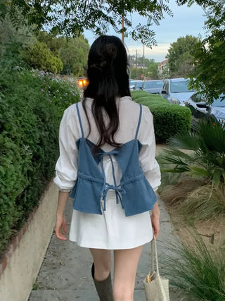 (3 colors) Cotton pleated mini skirt