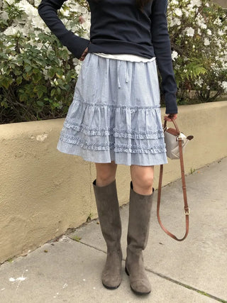 (2 colors) Tiered midi skirt