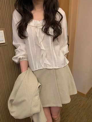 (3 colors) Pleated Mini Skirt