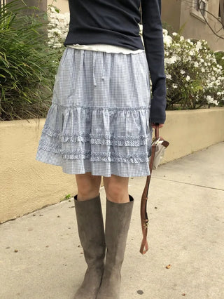 (2 colors) Tiered midi skirt