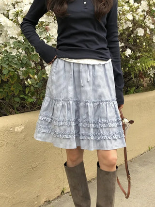 (2 colors) Tiered midi skirt