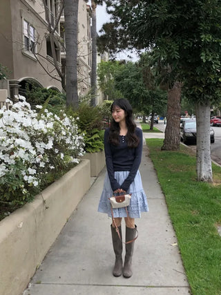 (2 colors) Tiered midi skirt