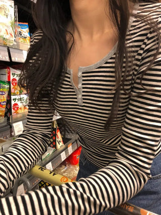 (5 colors) Henley neck T-shirt
