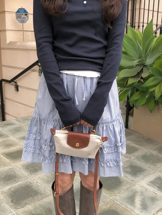 (2 colors) Tiered midi skirt