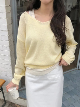(Set) (3 colors) Camisole Layered Knit Set
