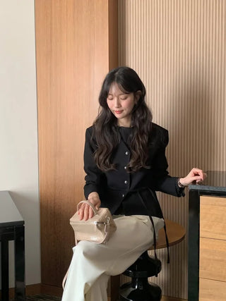 (2 colors) Collarless Line Jacket