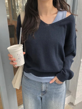 (Set) (3 colors) Camisole Layered Knit Set