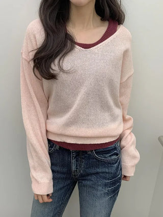 (Set) (3 colors) Camisole Layered Knit Set
