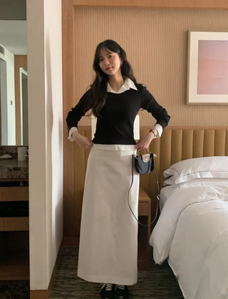 (2 colors) Cotton Long Skirt