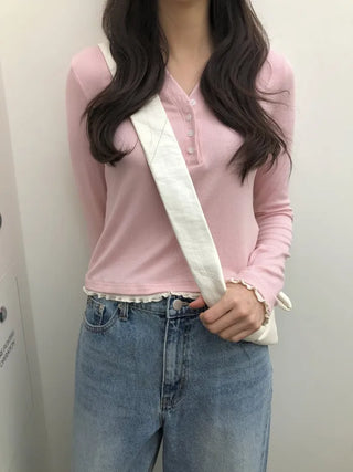 (3 colors) Layered Bicolor T-shirt