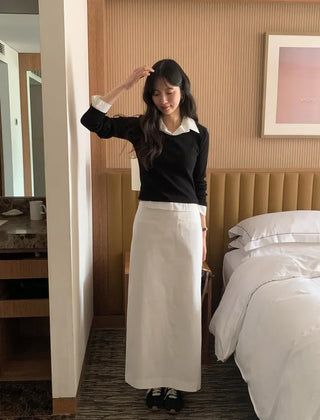 (2 colors) Cotton Long Skirt