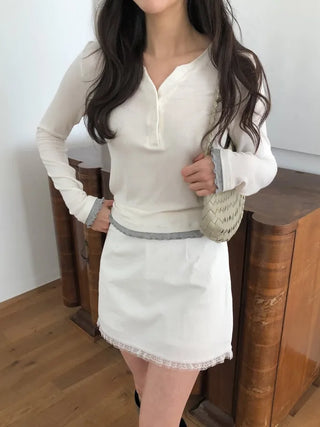 (2 colors) Lace Mini Skirt