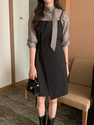 Basic 7/8 Sleeve Tie Blouse