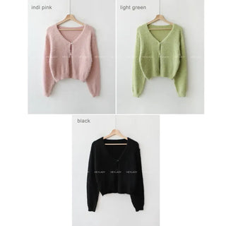 Fluffy two-button cardigan