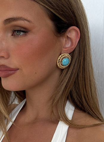 Sipriane Statement Earrings Gold / Turquoise