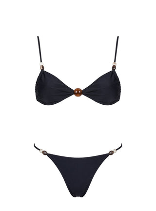 Tan Lines Bead Detail Bikini Bottoms Black