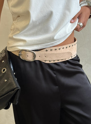 Spheres Stud Belt Beige  Silver
