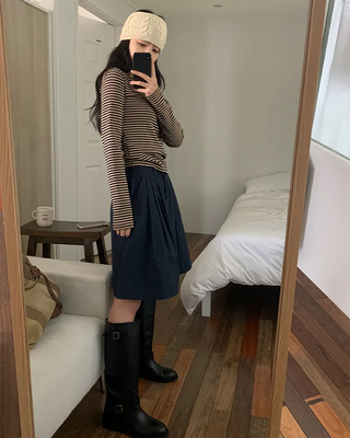 Cotton pleated skirt