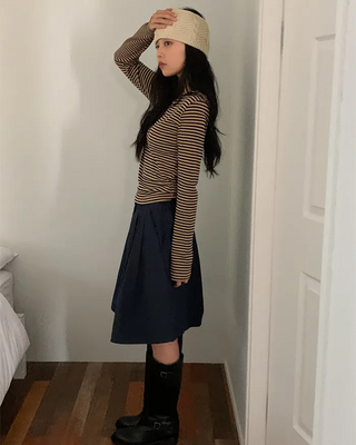Cotton pleated skirt