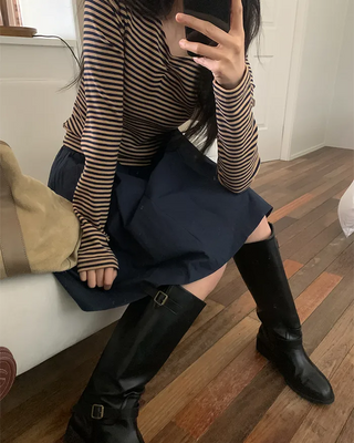 Cotton pleated skirt