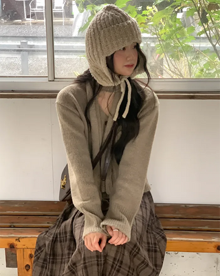 [Scarf Set] Alpaca Knit Cardigan