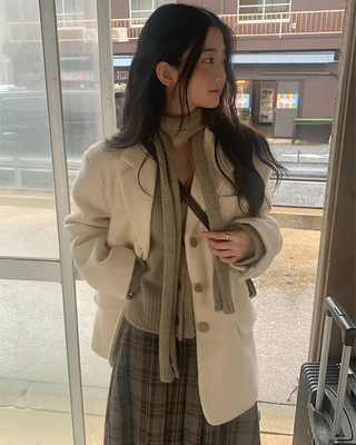 [Scarf Set] Alpaca Knit Cardigan