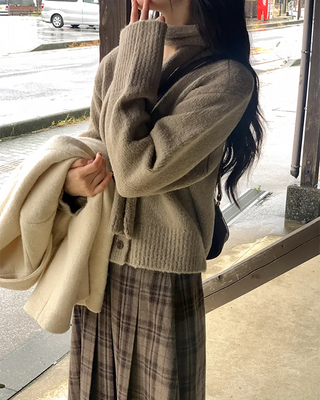 [Scarf Set] Alpaca Knit Cardigan