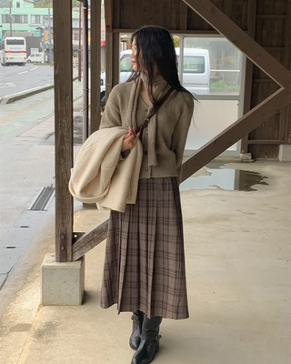 [Scarf Set] Alpaca Knit Cardigan