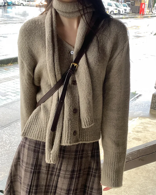 [Scarf Set] Alpaca Knit Cardigan