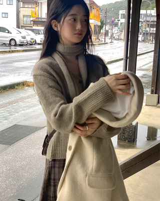 [Scarf Set] Alpaca Knit Cardigan