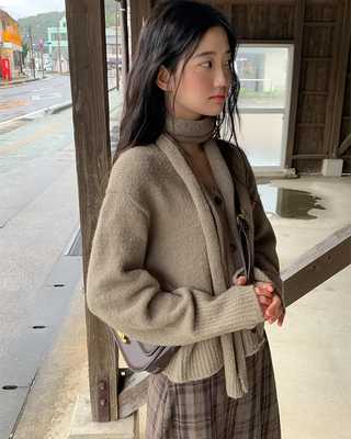 [Scarf Set] Alpaca Knit Cardigan