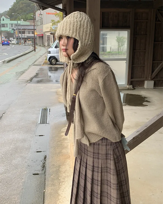[Scarf Set] Alpaca Knit Cardigan