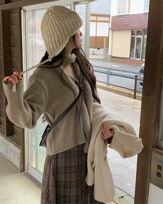 [Scarf Set] Alpaca Knit Cardigan