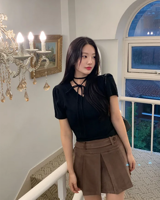 Corduroy pleated skirt