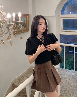 Corduroy pleated skirt