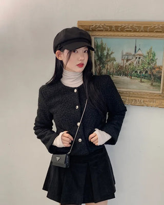 Corduroy pleated skirt